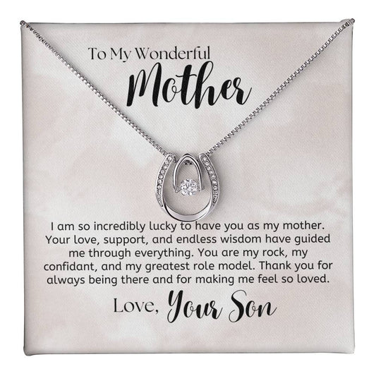 To My Mother from Son -Lucky in Love Necklace