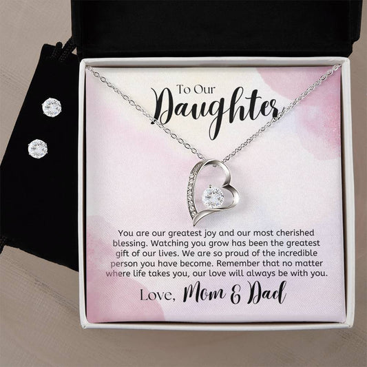 To our Daughter, Greatest Joy - Forever Love Necklace & Earring Set