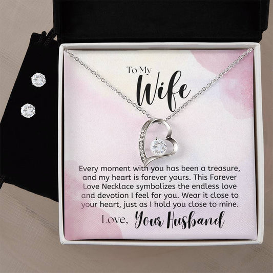 To My Wife, a Treasure - Forever Love Necklace & Earring Set