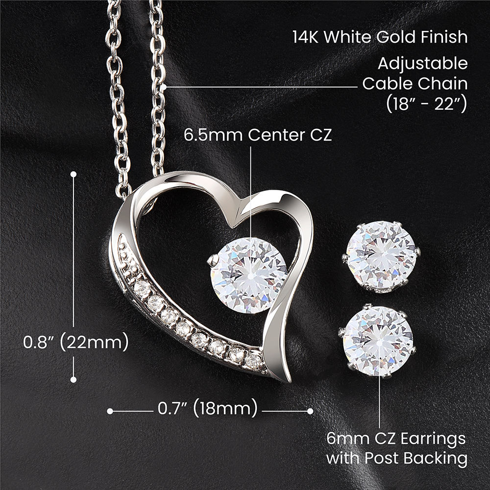 To My Wife, Funny Note - Forever Love Necklace & Earring Set