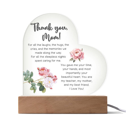 Thank You Mom - Heart Plaque