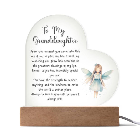 To My Granddaughter, Filled with Joy - Heart Plaque