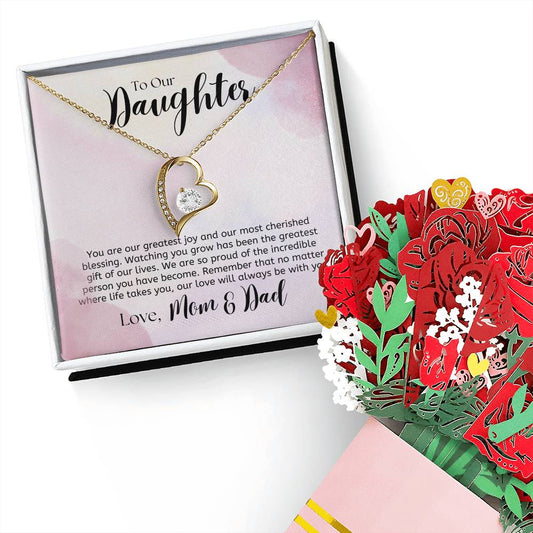 To My Daughter, Greatest Joy - Forever Love Necklace & Bouquet