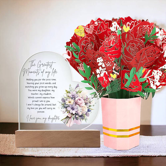 To My Daughter, Greatest Moments -  Heart Plaque  & Bouquet