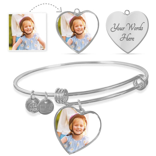 Your Photo Heart Pendant Bracelet